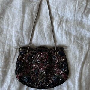 Vintage Multicolor Hand Beaded Evening Bag